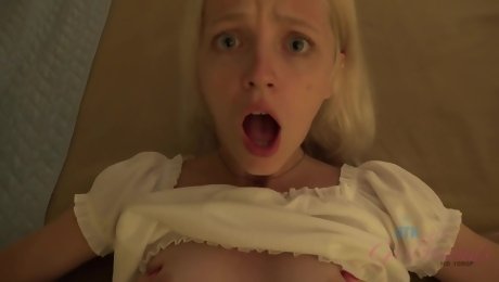 Aroused blonde babe, Kate Bloom is good at blowjobs and footjobs, as well as fucking