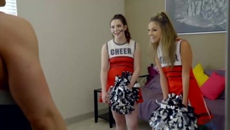 Slutty cheerleaders, Ember Stone and Athena Faris are getting fucked, instead of having a rehearsal