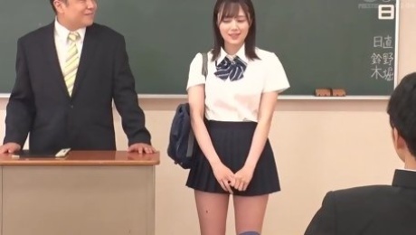 Girl's first day at a new japanese school and she already had sex with a teacher