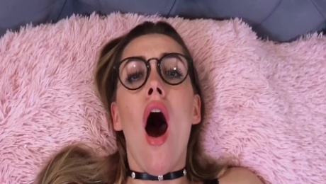 Nerdy ass babe gets fucking in plain POV
