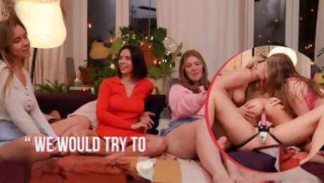 4 Sexy Babes Have Lesbian Strapon Sex