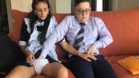 Schoolboy fucked young girl after school. Virgin first anal