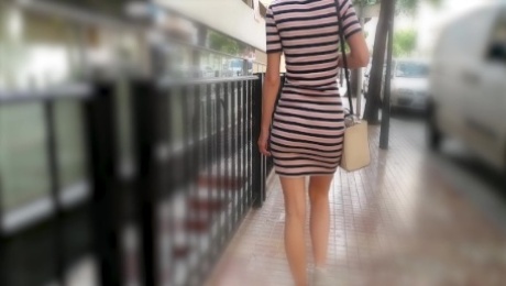 Walking In a Short Tight Dress Around Town